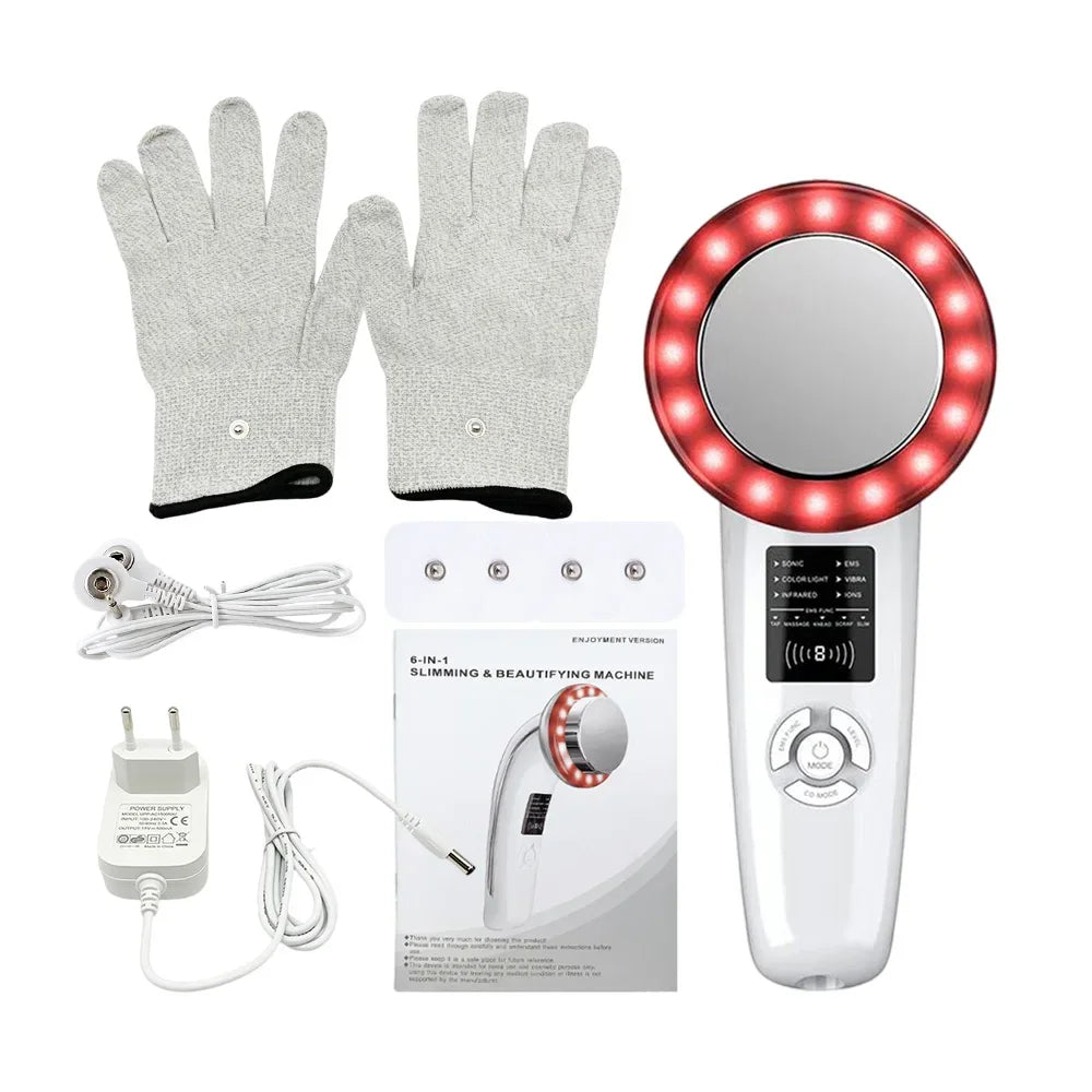 6-in-1 EMS Ultrasonic Body Slimming & Face Lifting Massager Machine – Infrared Therapy