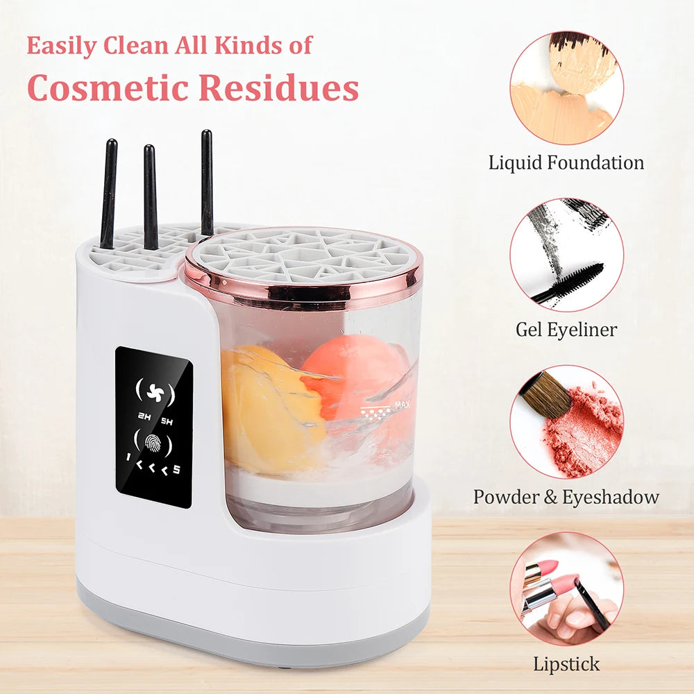 Automatic Makeup Brush Cleaner & Dryer – Electric Cosmetic Brush Washing Machine, Air Drying Stand