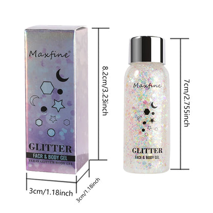 Body Glitter Gel with Sequins – Long-Lasting Face, Eyes & Hair Makeup for Festivals, Parties & Mermaid Looks