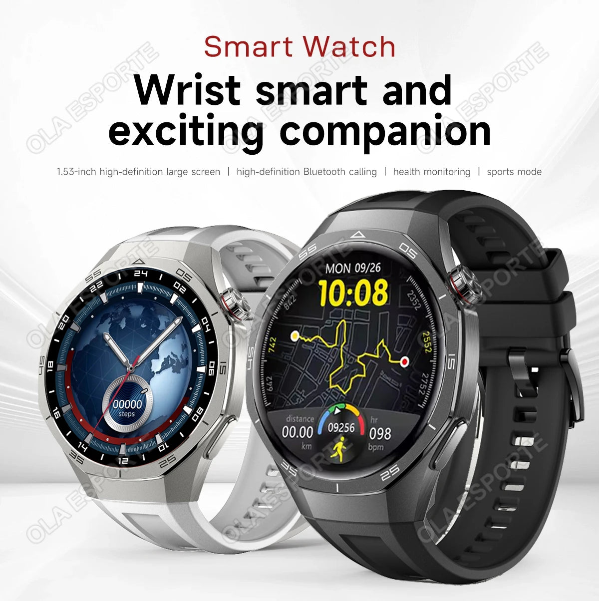 Smart Watch GPS NFC Bluetooth Call 1.52" HD Fitness Tracker Android iPhone