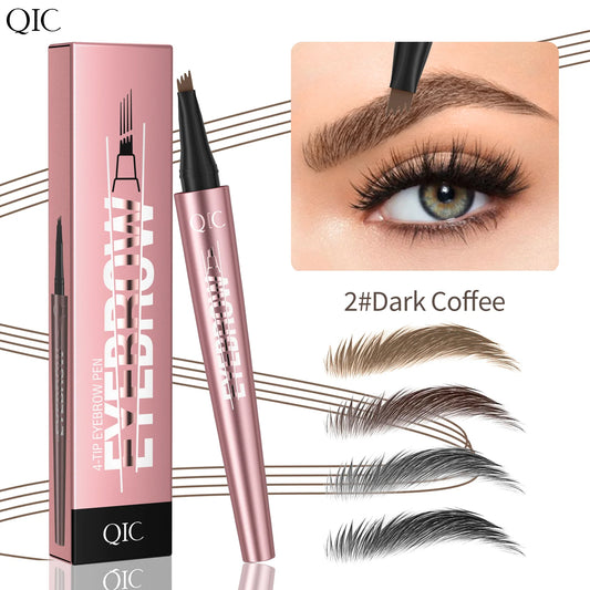 QIC 4 Tip Microblading Eyebrow Pen Waterproof Liquid Brow Pencil Natural Look Full Size