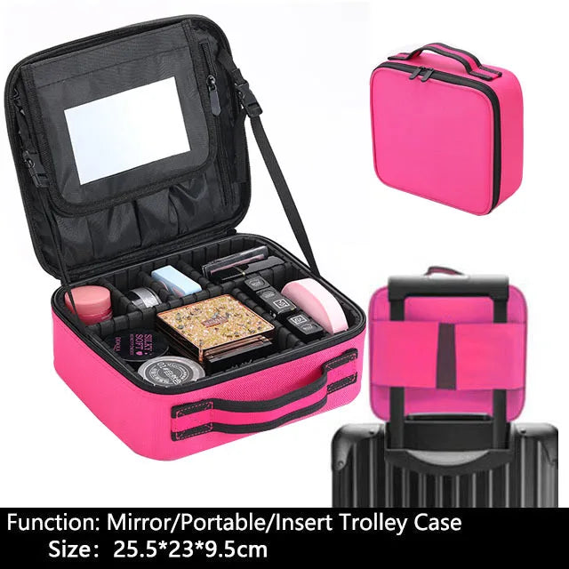 Professional Makeup Case – Women’s Cosmetic Organizer, Brush & Nail Tool Storage Box, Beauty Travel Suitcase