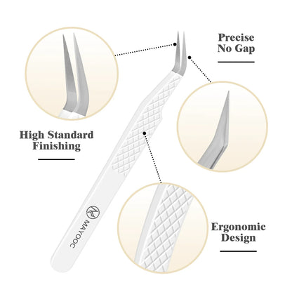 Eyelash Extension Tweezers with Fiber Tips – High-Precision, Anti-Static Lash Tools for Makeup Artists