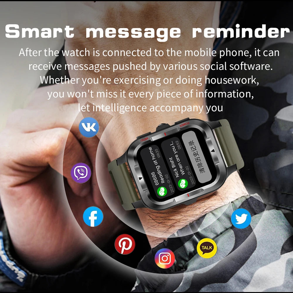 Men’s GPS Sports Smart Watch | Bluetooth Call | 480mAh Long Battery | LED Flashlight | 100+ Sport Modes | Life Waterproof