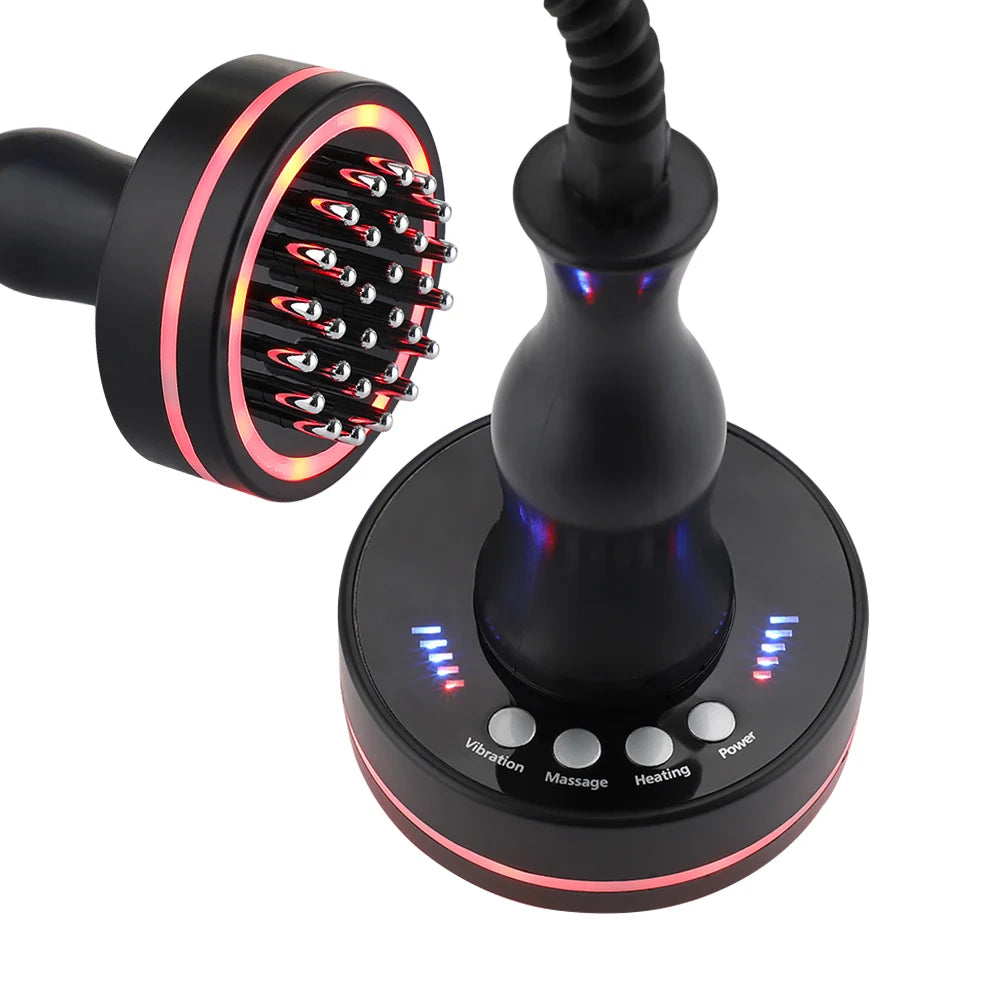 Heated Vibration Body Massage Brush with Microcurrent & LED Light – Electric Body Massager for Relaxation