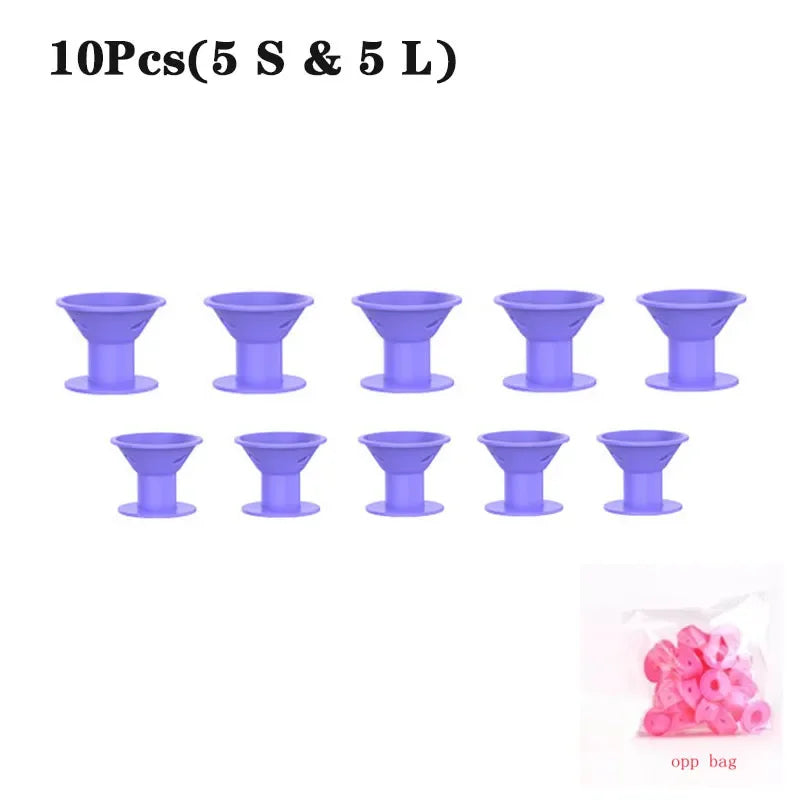 10PCS / 20PCS Silicone Heatless Hair Curlers – Soft Rubber No-Clip Hair Rollers for DIY Waves & Curls