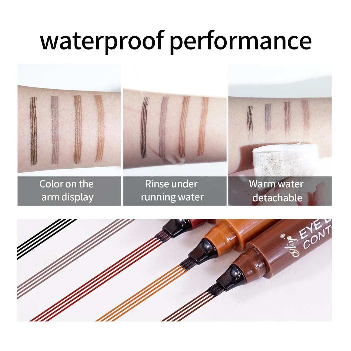 4 Tip Eyebrow Pencil Waterproof Long Lasting Micro Fork Brow Pen Natural Look