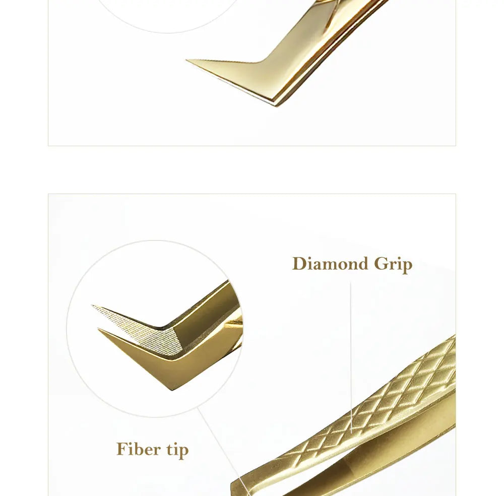 DIYDAY Anti-Slip Eyelash Extension Tweezers – Stainless Steel Fiber Tip Precision Lash Tool