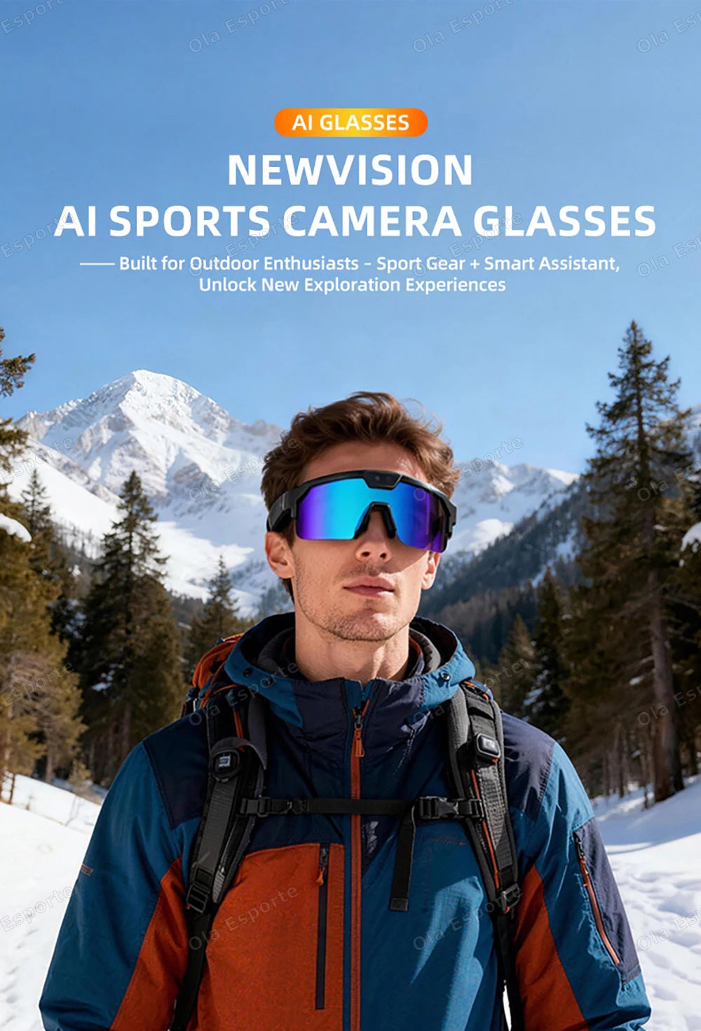 AI Smart Glasses HD Camera Video Recording Bluetooth Calls WiFi Sports Goggles