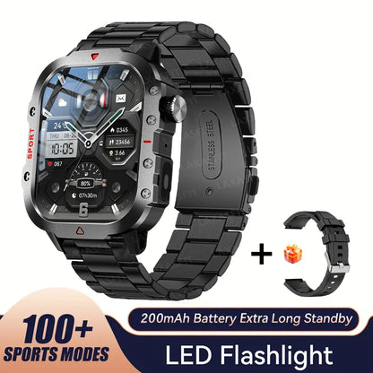 KESHUYOU 2.01” Smart Watch with LED Flashlight | Bluetooth Calling | Fitness & Activity Tracker | Life Waterproof | Android & iOS