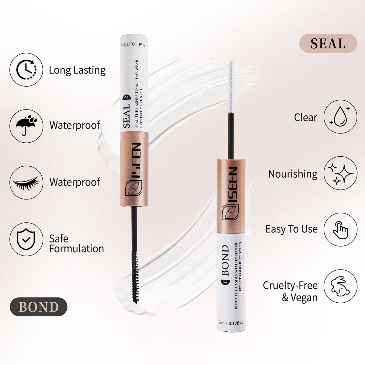 ISEEN DIY Lash Extension Kit – Mixed Style Lash Clusters with Bond & Seal, Remover, Tweezers & Lash Brush for Self-Application