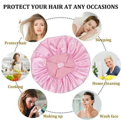 Heatless Curling Rod Night Cap Set – No-Heat Ribbon Hair Curlers with Soft Sleeping Bonnet for Overnight Curls