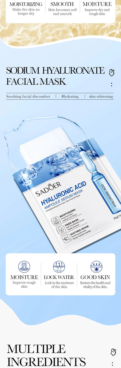 10-30 Pcs SADOER 24K Gold Vitamin C & Hyaluronic Acid Facial Masks – Moisturizing, Firming & Hydrating Skincare Treatment