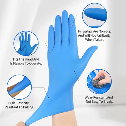 400/1000 PCS Blue Disposable Neoprene Gloves Powder Free Latex Free Work Gloves