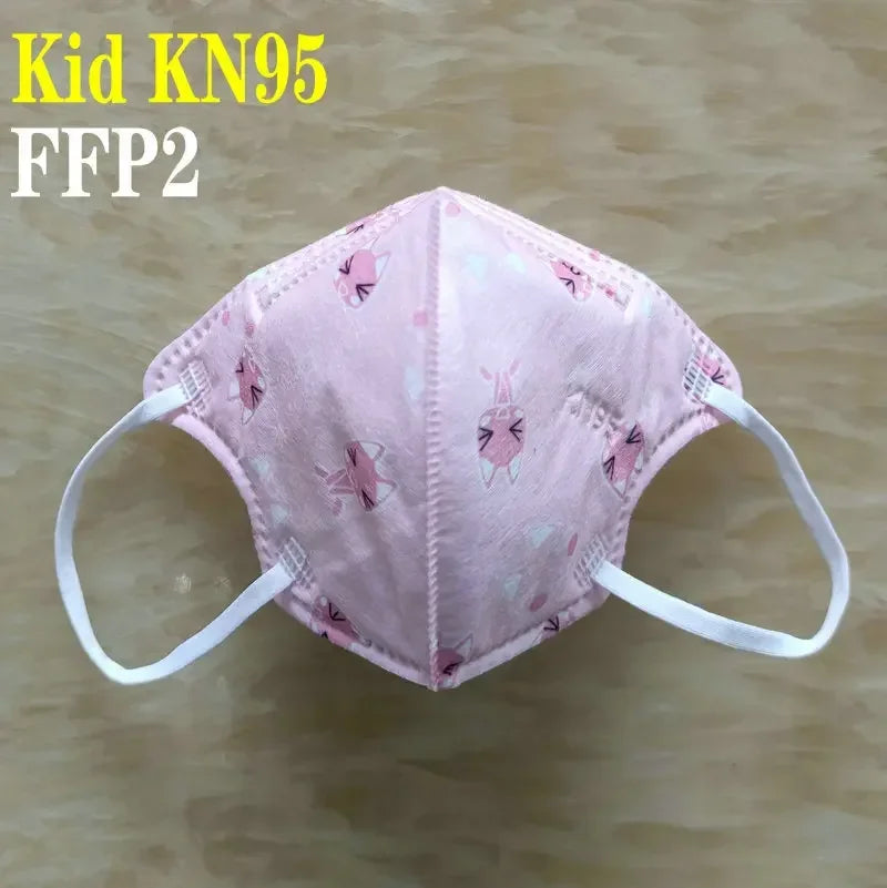 Kids KN95/FFP2 Face Masks – 5-Layer Protective Cartoon Design, Comfortable CE-Certified Disposable Masks for Boys & Girls (Ages 3–15)