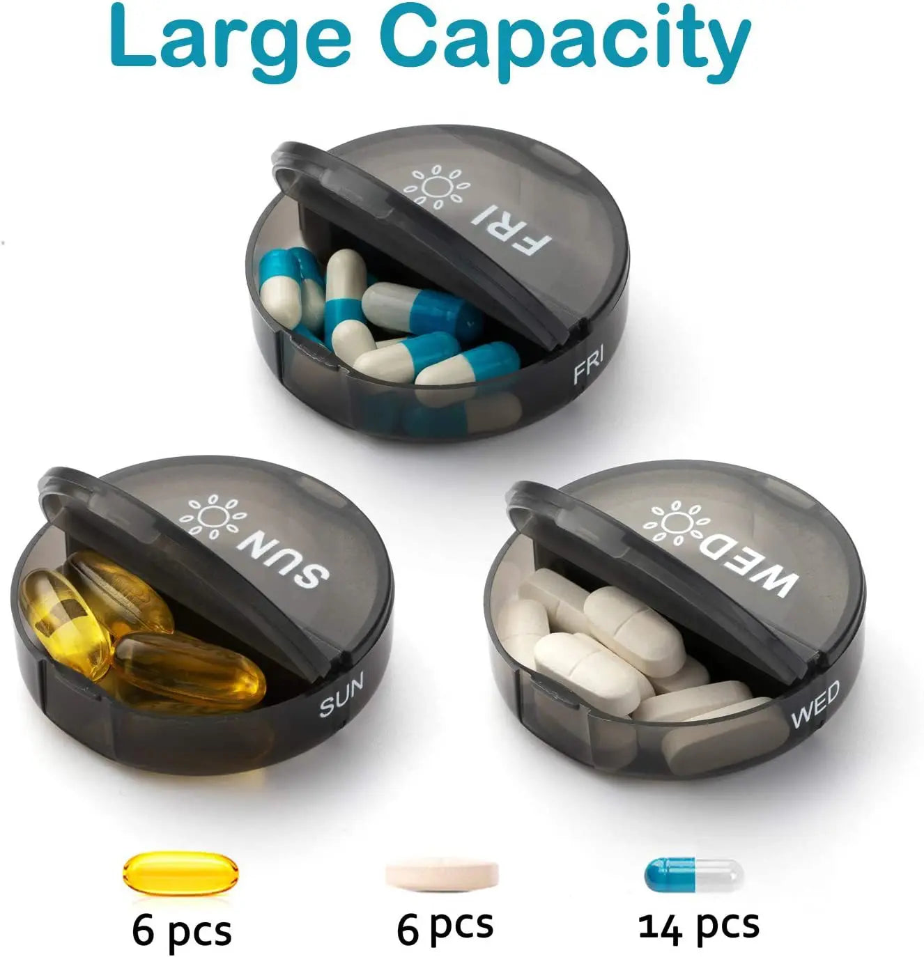 Weekly 7 Day Pill Organizer 14 Compartment Medicine Vitamin Storage Box Travel Case