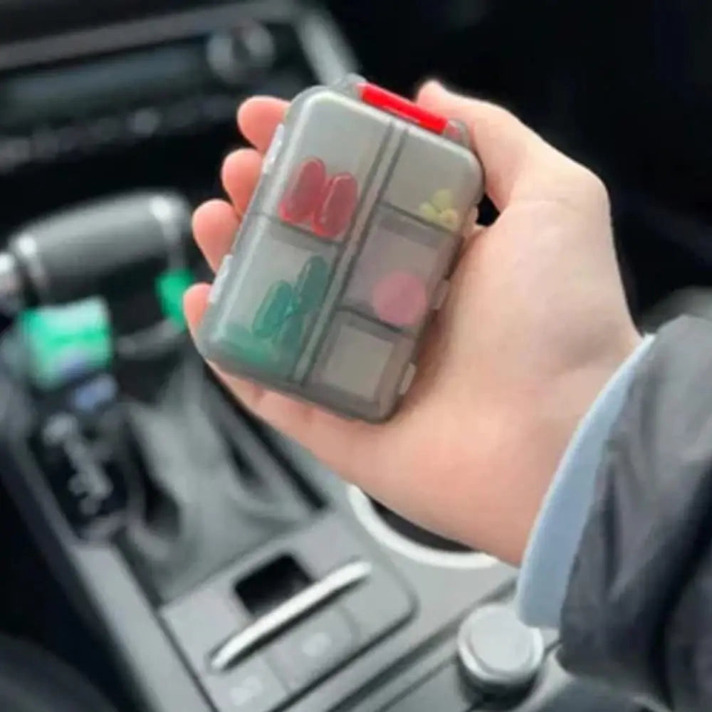 10-Grid Portable Pill Organizer – Small Weekly Travel Pill Box & Pocket-Sized Medicine Case