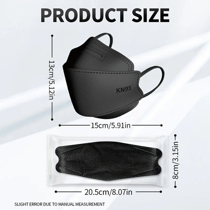 GTT KN95 Fish-Style Face Masks 50/100/200 PCS 4-Layer Disposable Breathable Protective Masks Adult