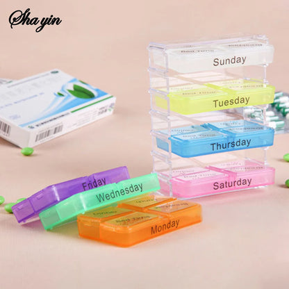 28-Compartment Medicine Box Organizer – Drawer-Style Pill Storage Case, Plastic Home Health Care Organizer