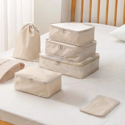 7-Piece Travel Storage Bag Set – Waterproof Luggage Organizers for Clothes, Shoes, Underwear & Toiletries