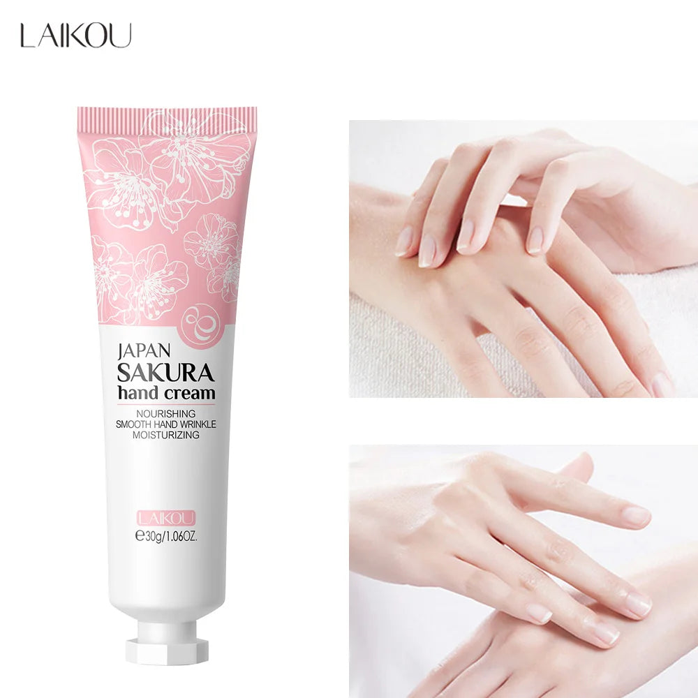 LAIKOU Sakura Hand Cream – Whitening, Anti-Wrinkle, Moisturizing, Anti-Crack, 30g Korean Skincare