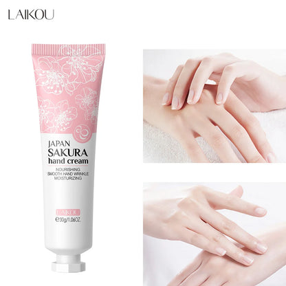 LAIKOU Sakura Hand Cream – Whitening, Anti-Wrinkle, Moisturizing, Anti-Crack, 30g Korean Skincare