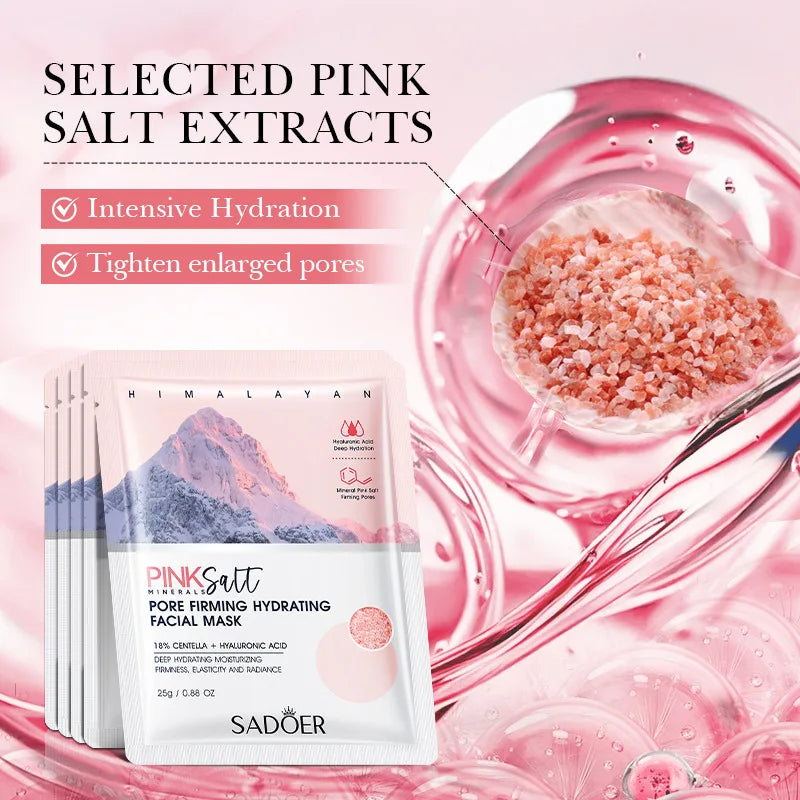 5pcs SADOER Himalayan Pink Salt Face Mask – Hydrating, Brightening & Firming Facial Skincare Treatment