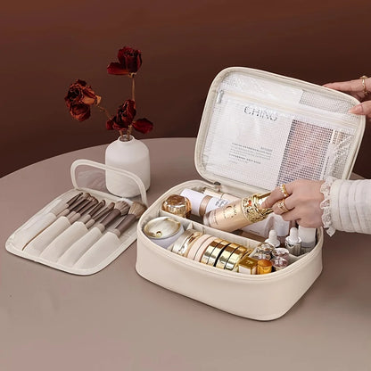 Large Capacity Women's Cosmetic Bag – Detachable Travel Makeup Organizer, Toiletry Storage & Wash Kit Case