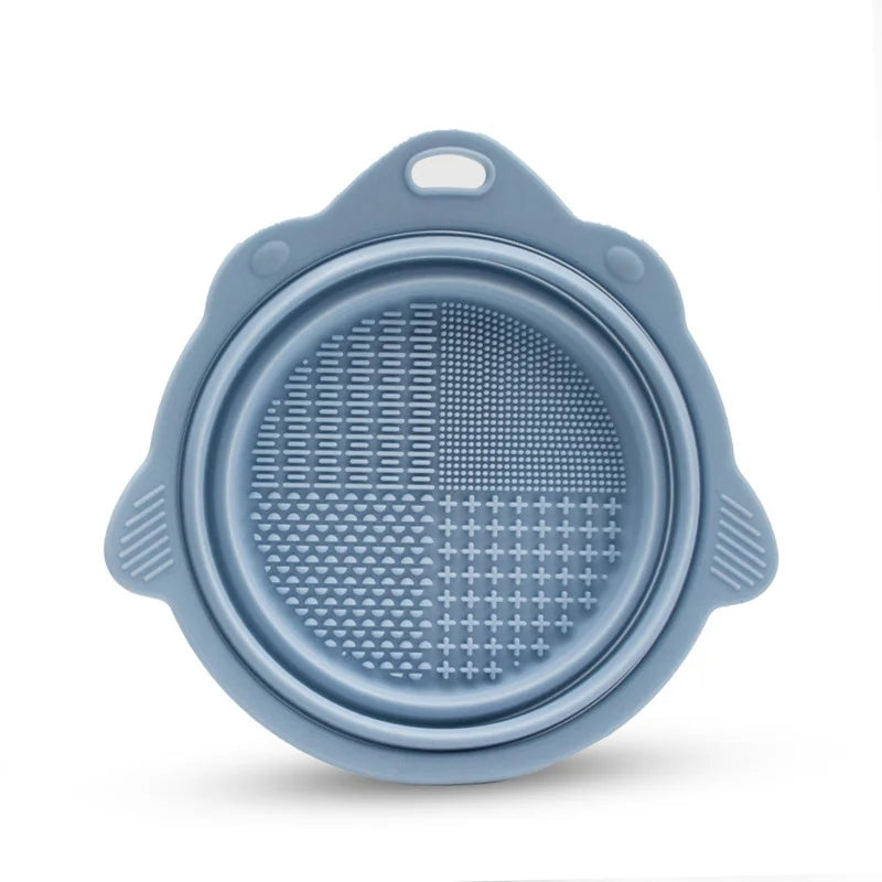 Makeup Brush Cleaner Bowl & Tool Set – Silicone Scrubber Pad, Folding Holder, Wet & Dry Brush Cleaning Kit