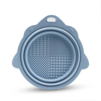 Makeup Brush Cleaner Bowl & Tool Set – Silicone Scrubber Pad, Folding Holder, Wet & Dry Brush Cleaning Kit