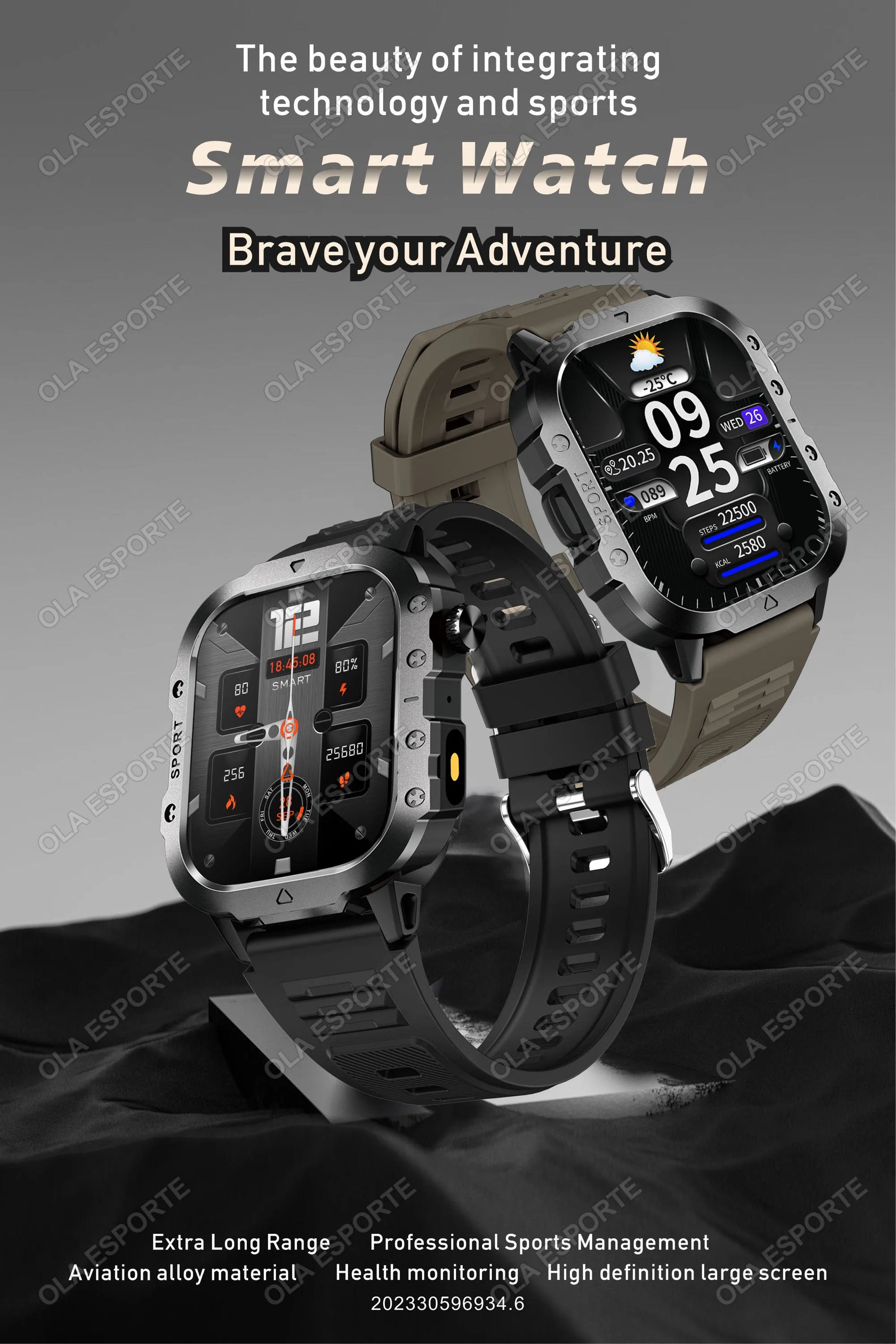 Military Smart Watch Bluetooth Call GPS Flashlight 100+ Sports Android iPhone