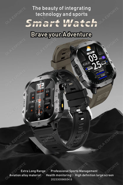 Military Smart Watch Bluetooth Call GPS Flashlight 100+ Sports Android iPhone