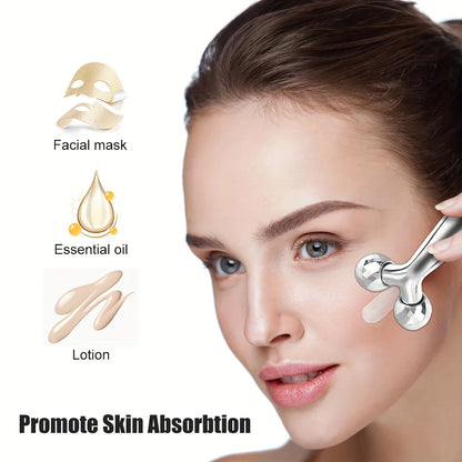 Stainless Steel Gua Sha Facial Tool & 3D Roller – Eye & Face Massage Beauty Tool