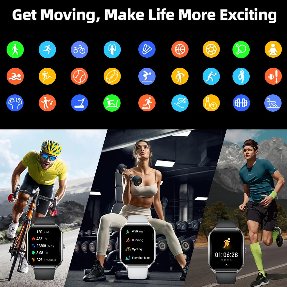 Smart Watch 1.96" AMOLED Bluetooth Call Fitness Tracker IP68 for Android iOS