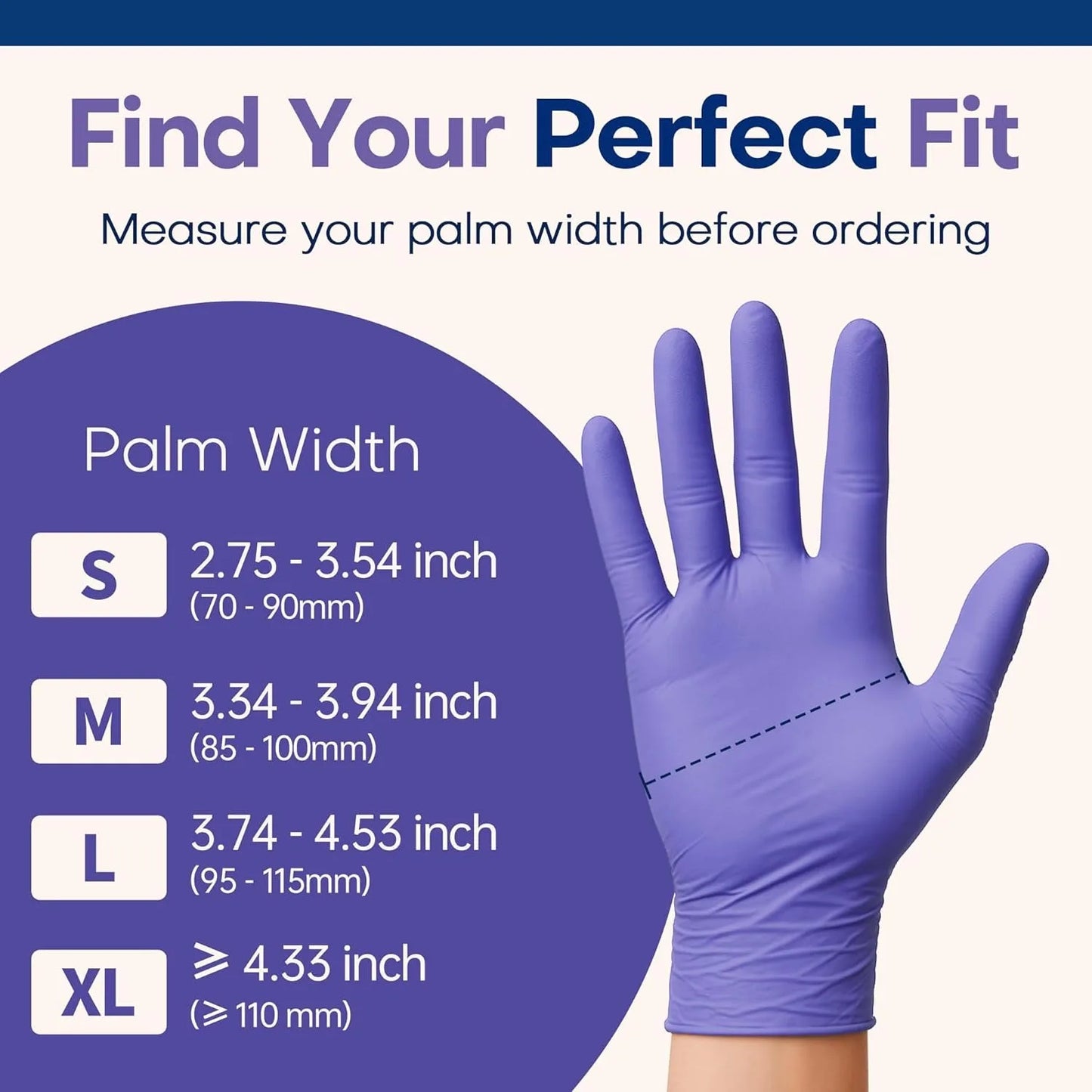 GTT Nitrile Disposable Gloves 5.5 Mil Powder Free Latex Free Purple S-XL