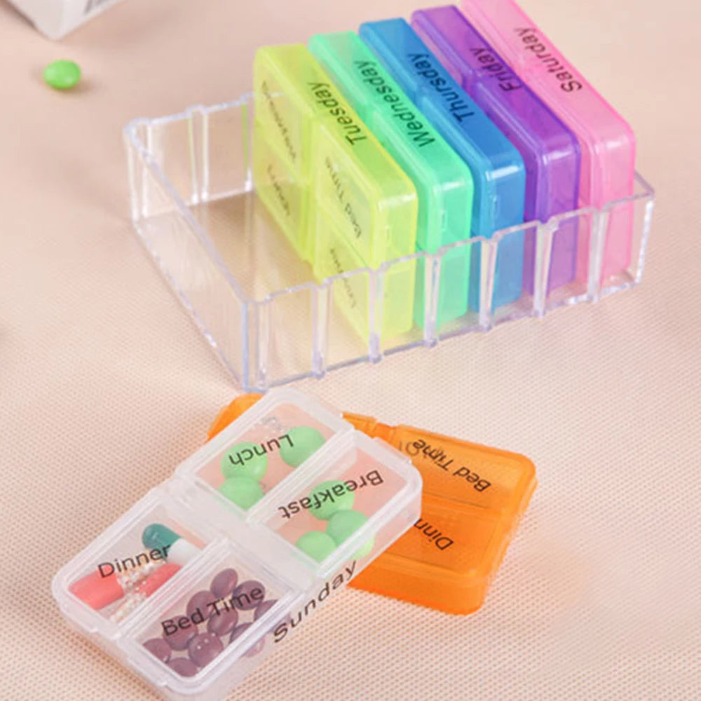 28-Compartment Medicine Box Organizer – Drawer-Style Pill Storage Case, Plastic Home Health Care Organizer