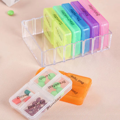 28-Compartment Medicine Box Organizer – Drawer-Style Pill Storage Case, Plastic Home Health Care Organizer