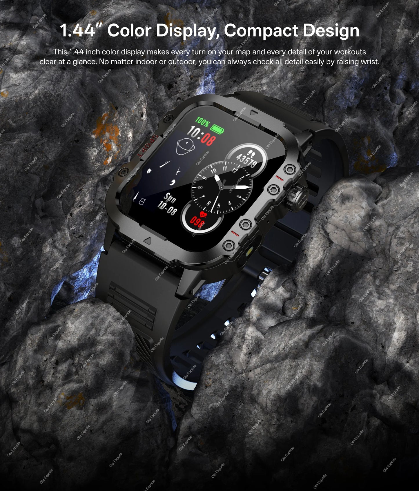 Outdoor Smart Watch Bluetooth Call LED Flashlight Fitness Tracker Android iPhone