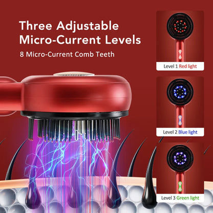Electric Microcurrent Massage Comb – 660nm Red Light Hair Growth & Scalp Massager for Hair Care, Relaxation & Blood Circulation