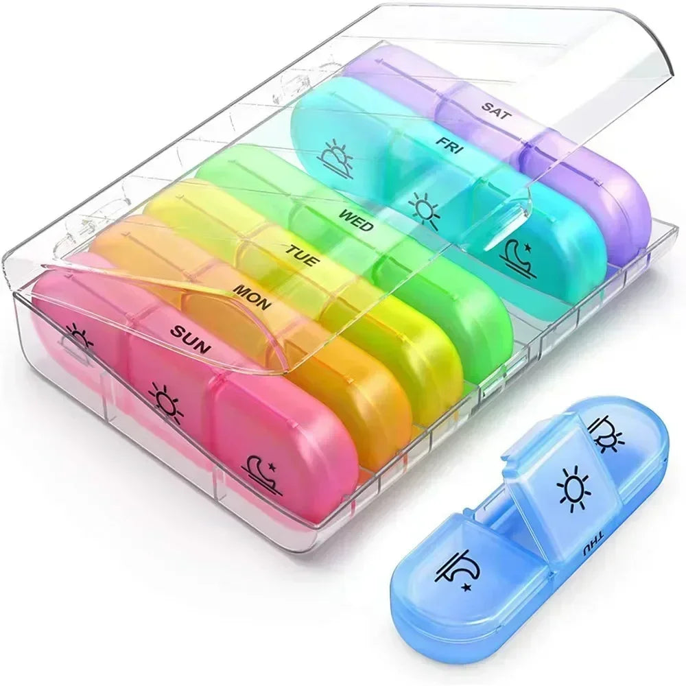 Weekly Pill Organizer 7 Day Pill Box Portable Medicine Tablet Storage Case Travel Container