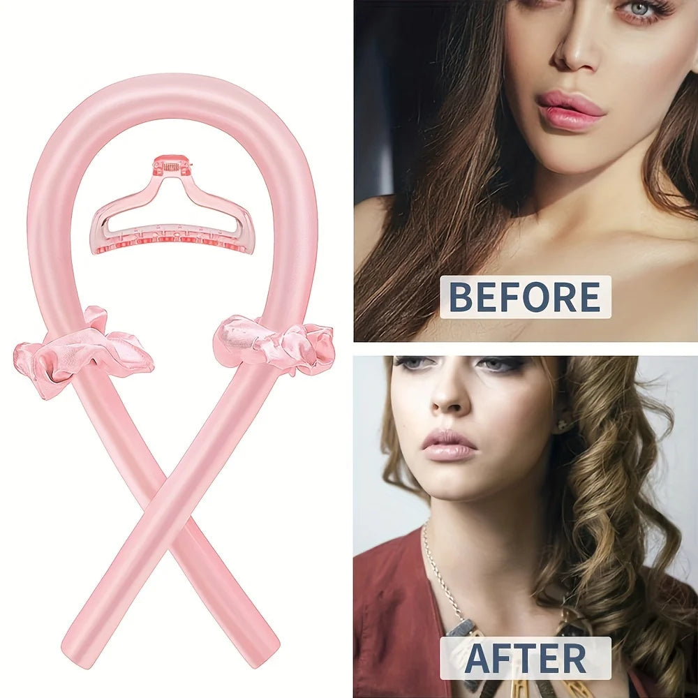 5PCS Heatless Hair Styling Set – 4-in-1 Curling Kit with Hair Stick, Headbands, Clips & Wide-Tooth Comb for DIY Styling