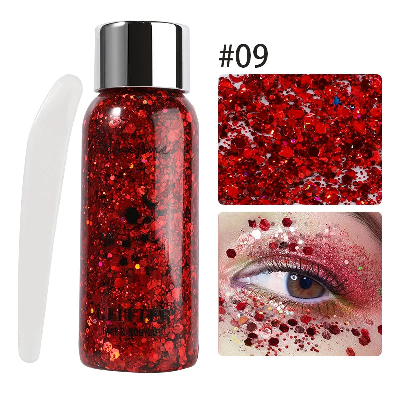 Body Glitter Gel with Sequins – Long-Lasting Face, Eyes & Hair Makeup for Festivals, Parties & Mermaid Looks