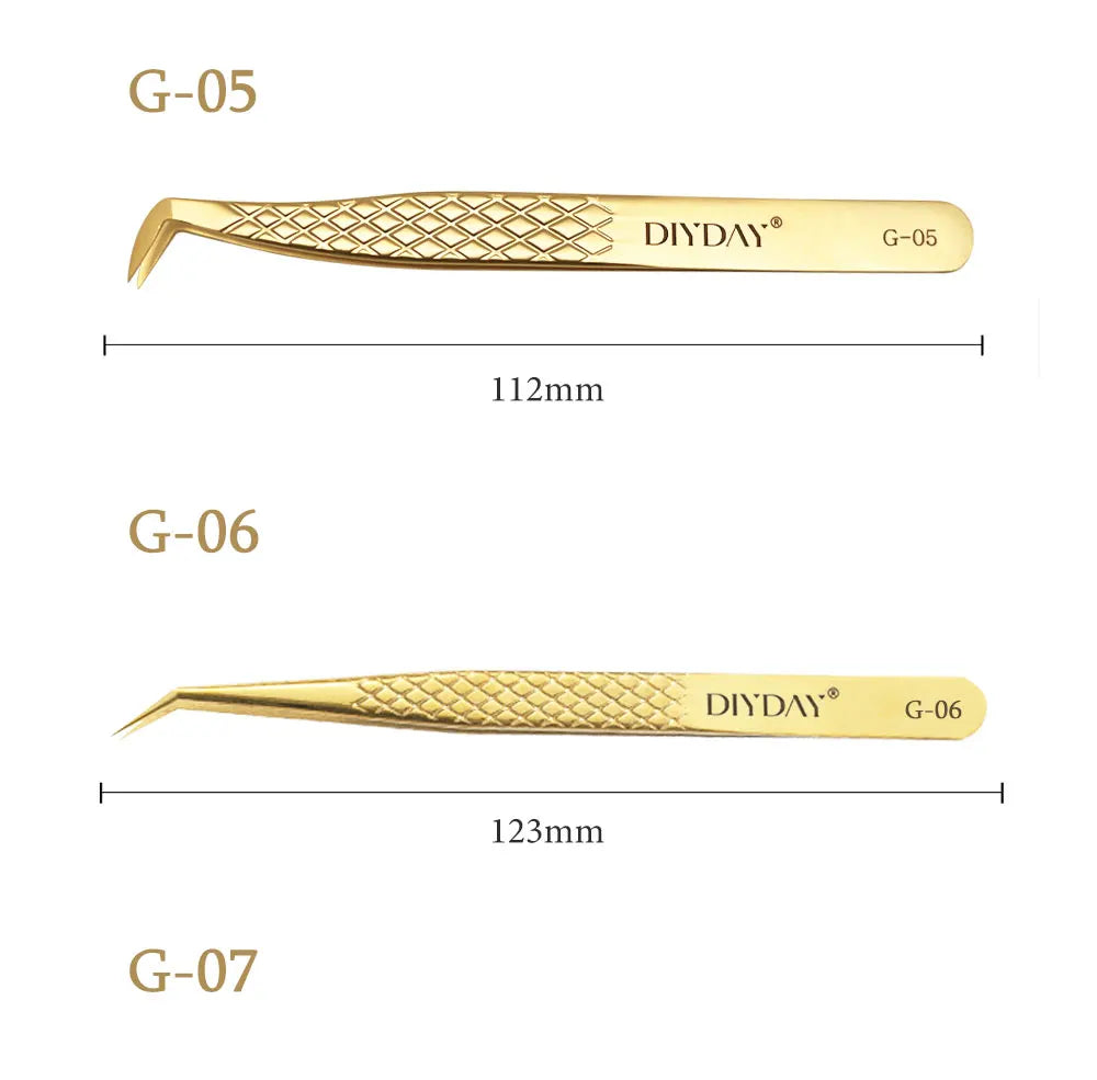 DIYDAY Anti-Slip Eyelash Extension Tweezers – Stainless Steel Fiber Tip Precision Lash Tool