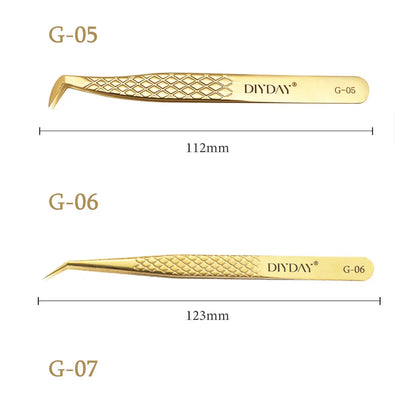 DIYDAY Anti-Slip Eyelash Extension Tweezers – Stainless Steel Fiber Tip Precision Lash Tool
