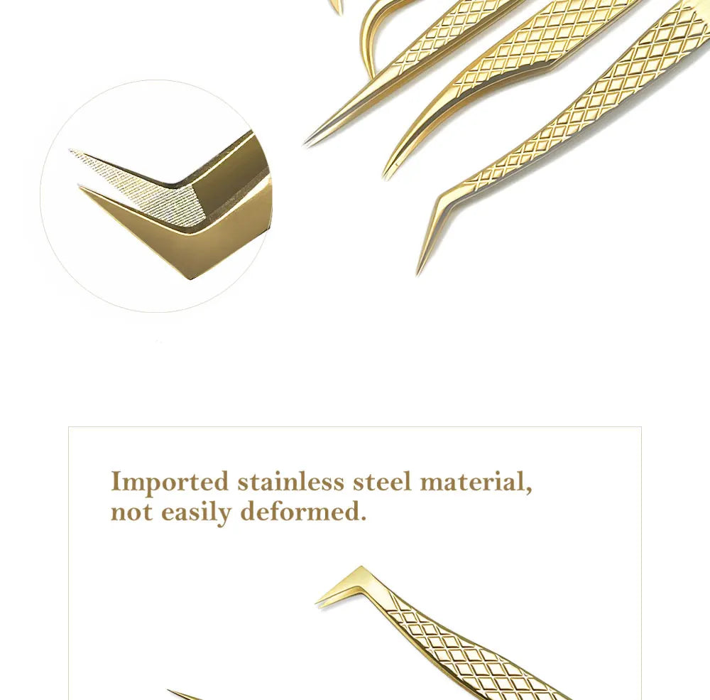 DIYDAY Anti-Slip Eyelash Extension Tweezers – Stainless Steel Fiber Tip Precision Lash Tool
