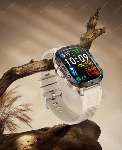Rugged Military GPS Smart Watch for Men – Bluetooth Call, Heart Rate, Blood Oxygen, AI Voice, Sport & Waterproof