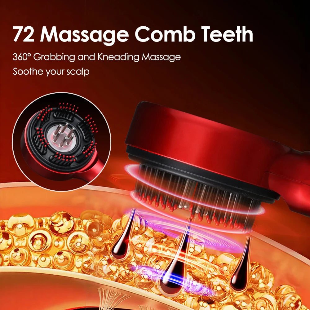 Electric Microcurrent Massage Comb – 660nm Red Light Hair Growth & Scalp Massager for Hair Care, Relaxation & Blood Circulation