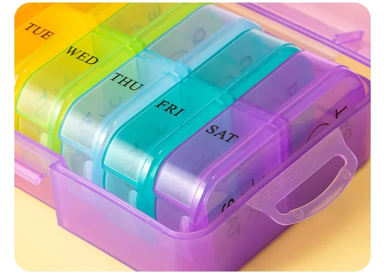 Weekly Pill Organizer 7 Day Pill Box Portable Medicine Tablet Storage Case Travel Container