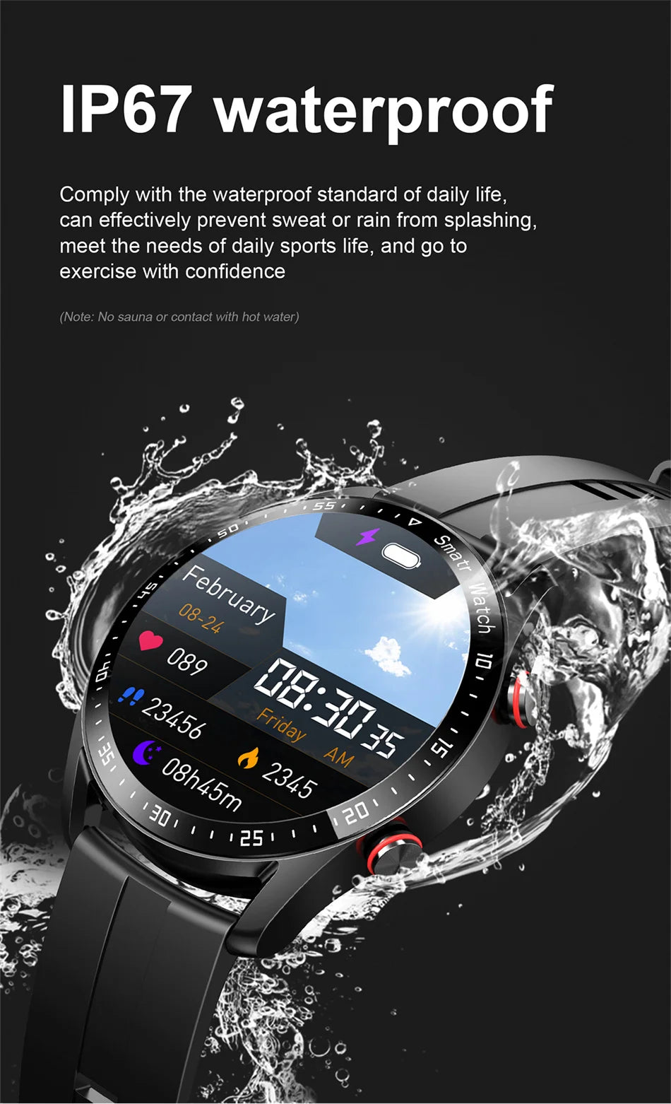 Men’s Bluetooth Smart Watch | Fitness & Activity Tracker | Call & Message Alerts | Waterproof Sports Smartwatch with Box
