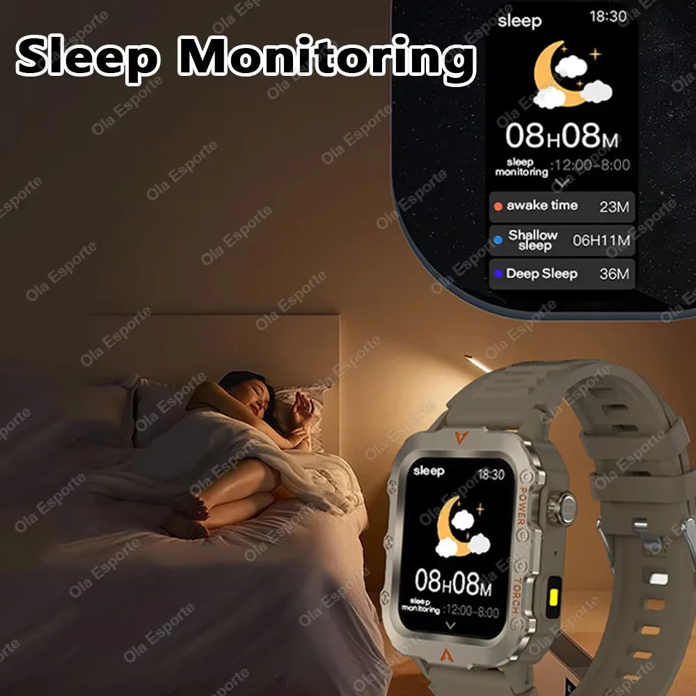 Men’s Bluetooth Smart Watch with LED Flashlight | Call & Message Alerts | Fitness & Activity Tracker | Life Waterproof | Android & iOS